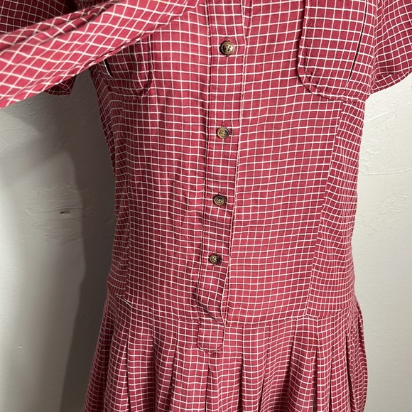 Vintage Fossil dress size XS burgundy white grid print - Picture 3 of 7